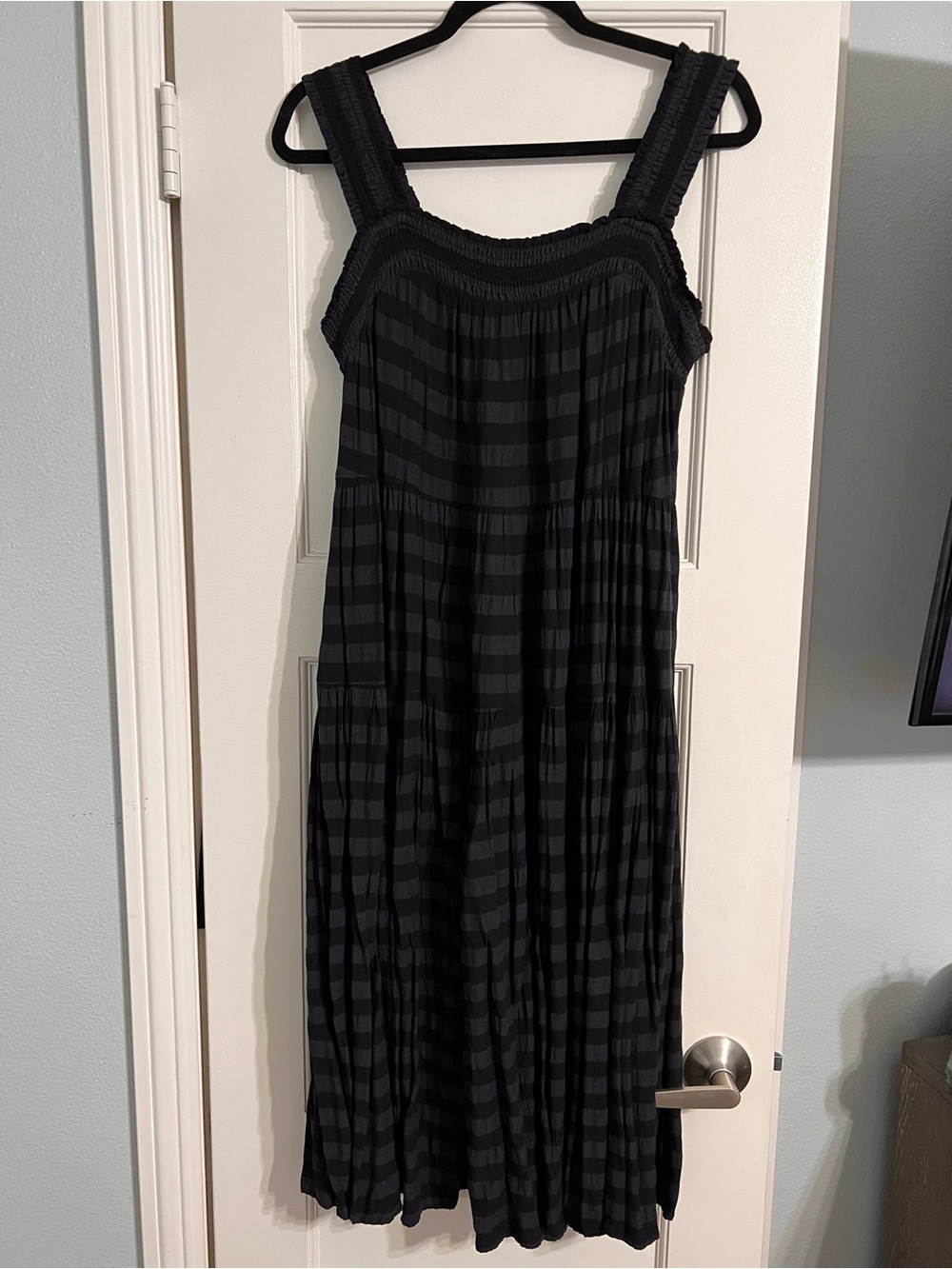 Old Navy Black Striped Maxi Dress with Wide Straps